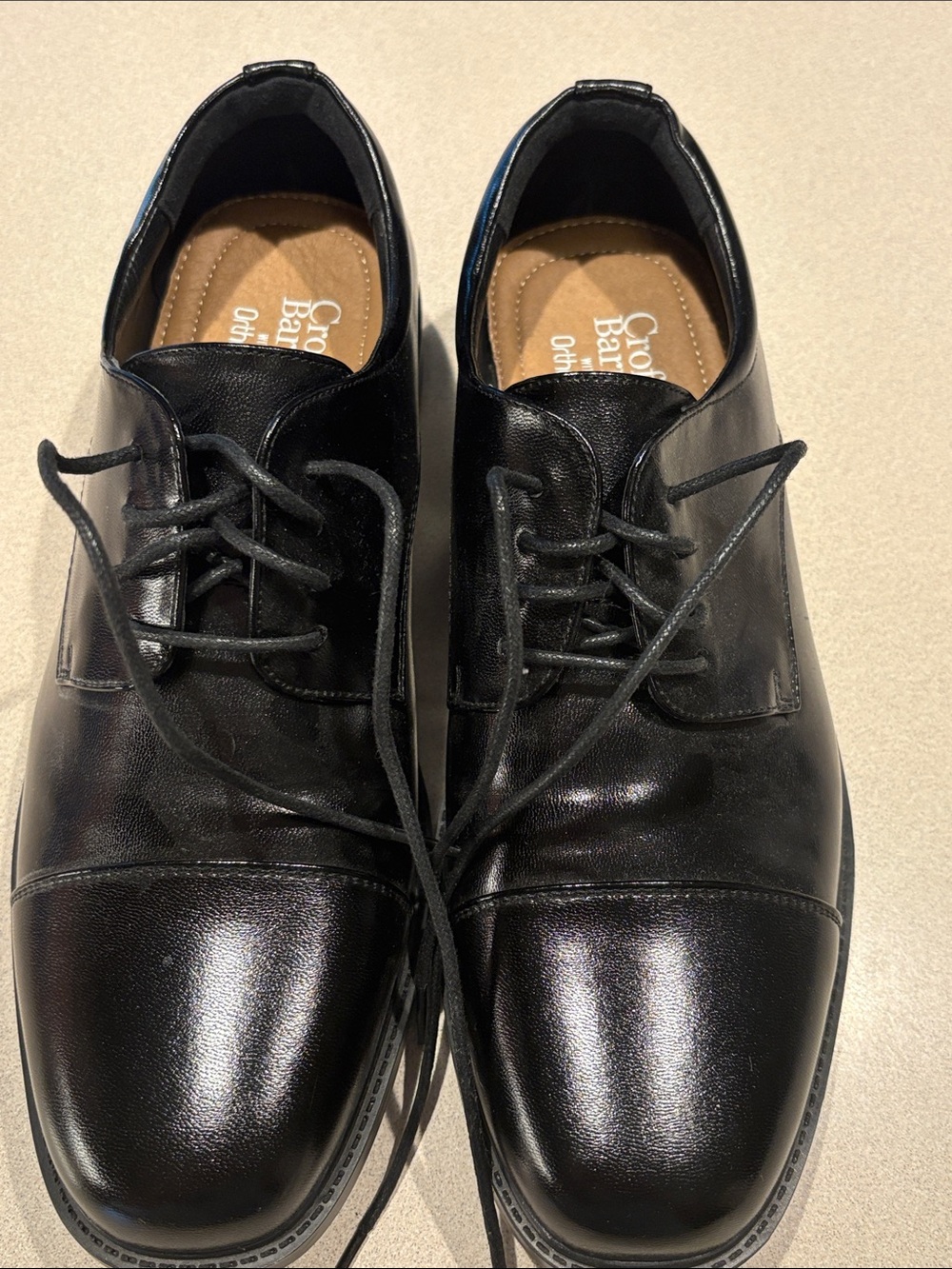 Black Leather Cap-Toe Derby Shoes for Men